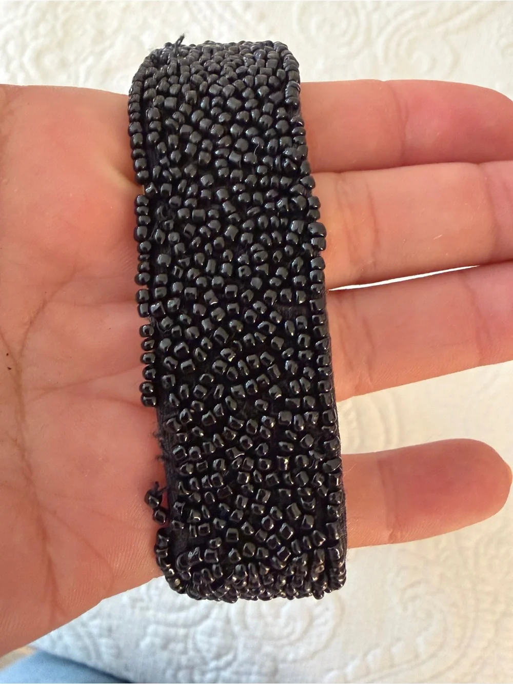 Anthropologie Black Beaded Floral Evening Bag